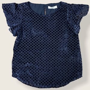 LOFT Suede Polka Dot Blouse Petite Small